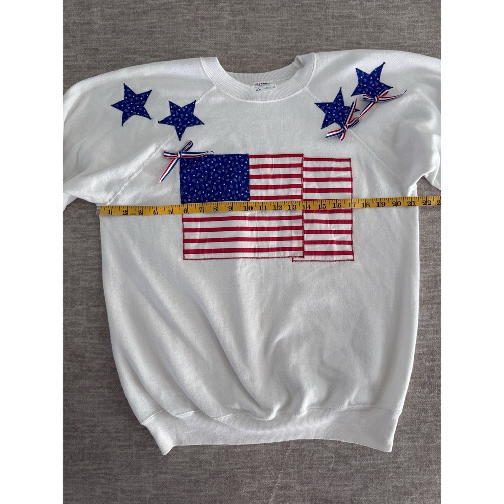 Women's Hanes Vintage Patriotic Sweater Red White Blue Size Large 4th Of July - Picture 5 of 5